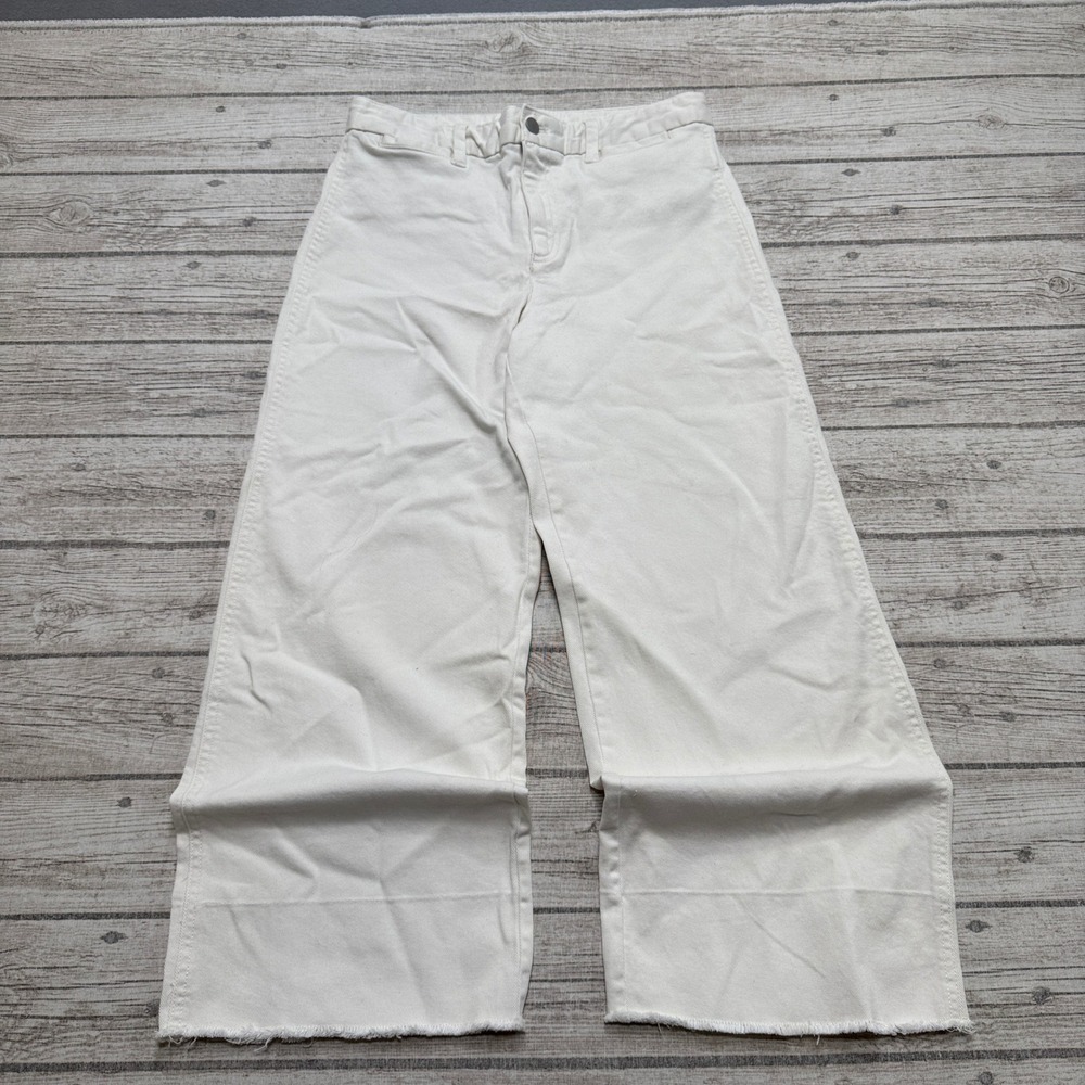 Gap Pants Women's 4R White High Rise Wide Leg Crop Baggy Fit Culottes Trousers